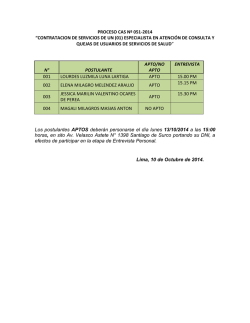 PROCESO CAS Nº 051-2014 “CONTRATACION DE SERVICIOS DE