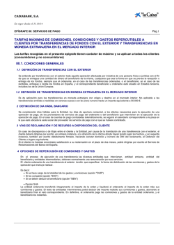 TARIFAS MÁXIMAS DE COMISIONES, CONDICIONES Y - la Caixa