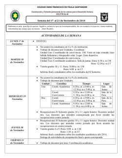 BOLETIN INFORMATIVO No. 31 ACTIVIDADES DE LA SEMANA
