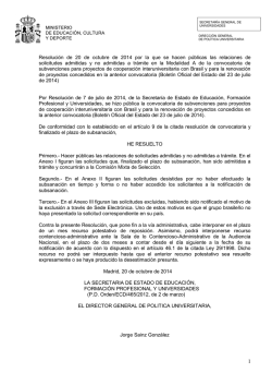 Resolución de 20 de octubre de 2014 - Ministerio de Educación