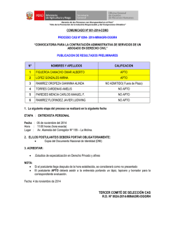 TERCER COMITÉ DE SELECCIÓN CAS R.D. Nº 0524-2014