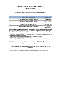 CONVOCATORIA Nº 578-2014-ANA/CAS