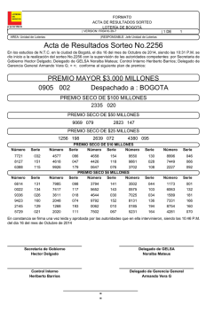 Acta de Resultados Sorteo No.2256 - Loter&iacute;a de Bogota