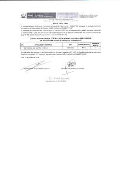 Resultado Final CAS N° 045-2014-FONDECYT/UAF - Concytec