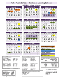 School Calendar Template - Tulsa Public Schools