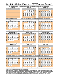 2014-2015 School Year and ESY (Summer School) - State of Illinois