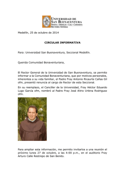 Medellín, 25 de octubre de 2014 CIRCULAR INFORMATIVA Para