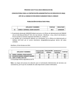 PROCESO CAS N° 0113-2014-SINEACE/UE 001 CONVOCATORIA