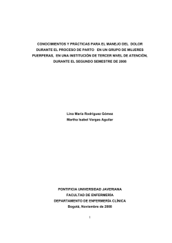 conocimientos y pr&aacute;cticas para el manejo del dolor durante el