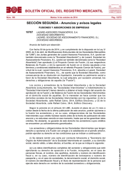 Anuncio 10707 del BORME n&uacute;m. 196 de 2014 - BOE.es