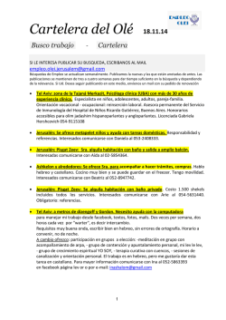 Cartelera del Ol&eacute; 04.11.14 Busco trabajo - Olei