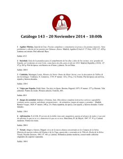 Catálogo 143 – 20 Noviembre 2014 – 18:00h - El Remate