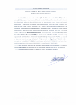 ACTA DE CIERREDE INSCRIPCiÓN Ordenanza 033/2010-CS