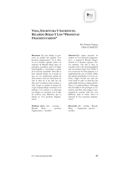 VIDA, ESCRITURA Y SACRIFICIO - Saga Revista de Letras