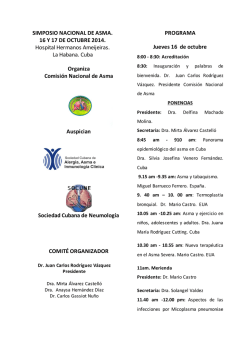 SIMPOSIO NACIONAL DE ASMA. 16 Y 17 DE OCTUBRE 2014