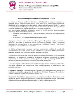 Norma de Progreso Académico Satisfactorio - Sistema Universitario