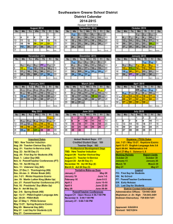 District Calendar 2014-2015 Southeastern Greene School District