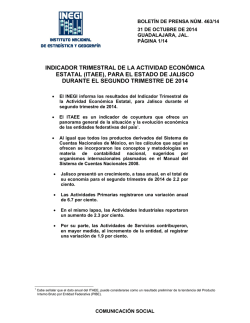 Comunicado de Prensa. Anuncia el INEGI la publicación del