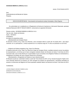 SOCIEDAD MINERA EL BROCAL S.A.A. Jueves, 16 de Octubre de