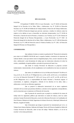 Protocolo de Actuaci&oacute;n en el &Aacute;mbito Escolar (acuerdo 257-13)