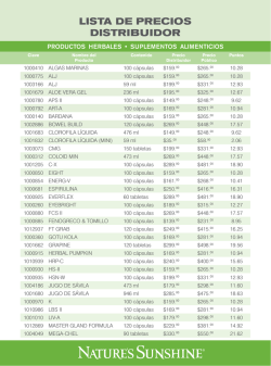 LISTA DE PRECIOS DISTRIBUIDOR - Mi Sitio Sunshine