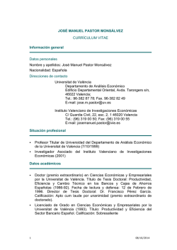 JOSÉ MANUEL PASTOR MONSÁLVEZ CURRÍCULUM VITAE - Ivie