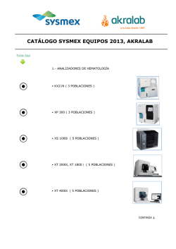 CATÁLOGO SYSMEX EQUIPOS 2013, AKRALAB