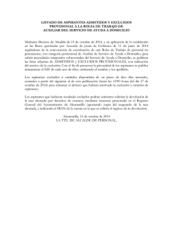 LISTADO DE ASPIRANTES ADMITIDOS Y EXCLUIDOS