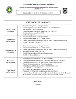 BOLETIN INFORMATIVO No. 31 ACTIVIDADES DE LA SEMANA