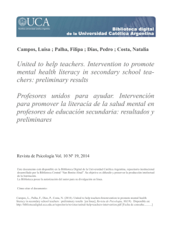 United to help teachers. Intervention to promote - Biblioteca Digital