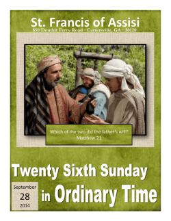Twenty Sixth Sunday in Ordinary Time - St. Francis of Assisi