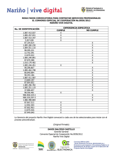RESULTADOS CONVOCATORIA PARA CONTRATAR SERVICIOS