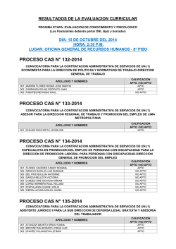 PROCESO CAS N° 132-2014 PROCESO CAS N° 133-2014