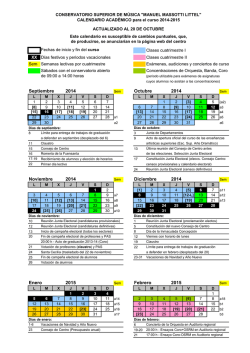 Calendario académico 2014-2015 - Conservatorio Superior de