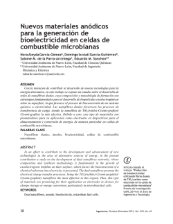 Nuevos materiales an&oacute;dicos para la generaci&oacute;n de bioelectricidad