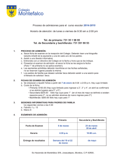 Colegio Montefalco Proceso de admisiones para el curso escolar