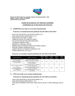 Listado de productos con faltantes probables Justificados por la