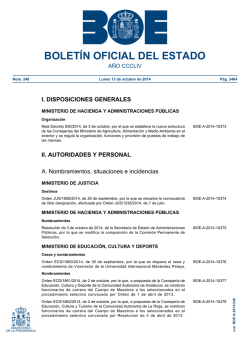 Sumario del BOE núm 248 de Lunes 13 de octubre de 2014 - BOE.es