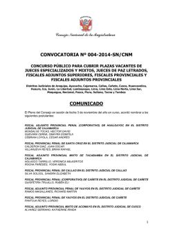 CONVOCATORIA Nº 004-2014-SN/CNM COMUNICADO