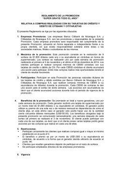 reglamento de la promocion “super gratis todo el año!” - Citi Nicaragua