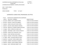 ASPIRANTES A GRADO NIVEL PROFESIONAL NO APTOS - UNEG