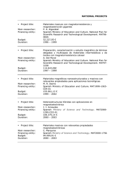 NATIONAL PROJECTS Project title: Materiales masivos con