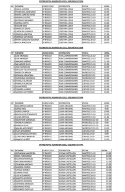entrevistas admision 2015, segunda etapa - Colegio Madre Vicencia