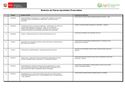 Relaci&oacute;n de Planes de Negocios aprobados y ganadores de la