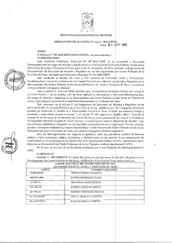 Resoluciones - Municipalidad Provincial de Puno