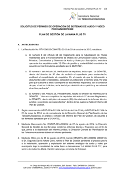 Informe Plan de Gestión de La Maná plus TV - Senatel