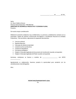 Carta de solicitud de Registro - pro bolivia