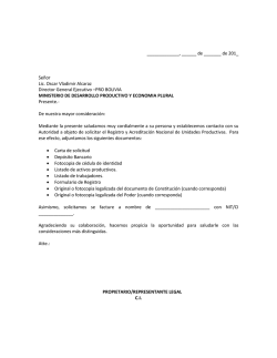 Carta de solicitud de Registro - pro bolivia