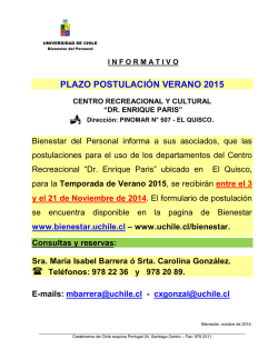 Informativo plazos postulación verano 2015 - Universidad de Chile