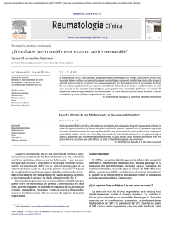 &iquest;C&oacute;mo hacer buen uso del metotrexato en artritis reumatoide?